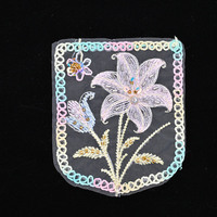 Applique de col en dentelle 3D florale perlée et brodée de sequins, légère et décorative, pour robe et vêtement DIY