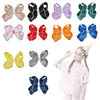 Sacarla Wholesale Classic Moonstitch Satin Ribbon Hair Bow with Contrasting Wrap for Toddlers Girls Party Occasions