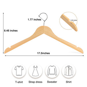 Perchas de madera LINDON ultrafinas de 0.7 cm, perchas ahorradoras de espacio para camisas, vestidos y chaquetas - Product Image 5