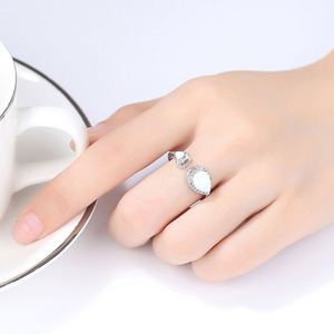 Fashion Luxury Fine Jewelry S925 Sterling Silver Diamond Open <b>Ring</b> <b>Opal</b> Double Waterdrop <b>Rings</b> for Engagement - Product Image 4