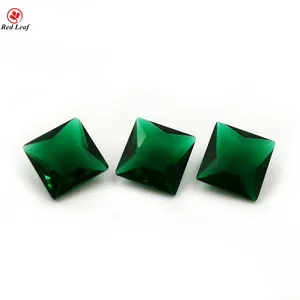 레드 리프 뜨거운 판매 2x2mm-10x10mm 스퀘어 컷 합성 유리 보석 에메랄드 그린 컬러 크리스탈 유리 느슨한 다이아몬드