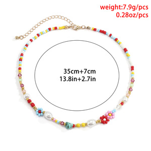Bohemian Daisy Flower Beaded <b>Necklace</b> For Women Colorful Seed <b>Pearl</b> <b>Choker</b> Summer Beach Jewelry - Product Image 5
