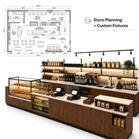 Vitrine de présentation pour café, boulangerie, comptoir de bar à café, avec revêtement en poudre écologique, éclairage LED, étanche, robuste, pour la vente au détail