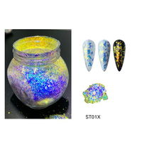 Pigment en flocons d'opale irréguliers – Flocons iridescents, caméléon et « Aurora » pour manucure à la poudre (dip powder)