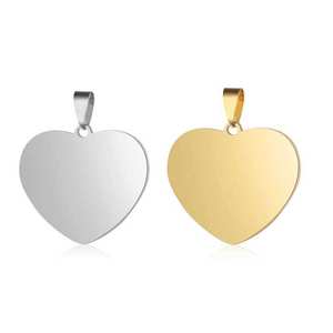 Goed Gepolijst Zilver Goud Rose Goud Rvs Hart Vorm Hangers Voor Sleutelhanger Pet Tags - Product Image 6