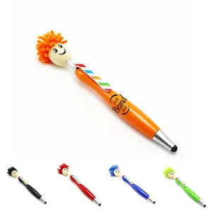 Plush cartoon hair mop smiling face expression ballpoint pen touch screen 2-in-1 advertising ballpoint pen