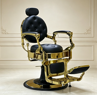 Chaise de barbier élégante de style rétro avec finition dorée rotative pour hommes, mobilier de salon de coiffure