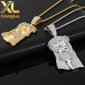 European and American Hip-hop Full Zircon <b>Copper</b> 18K Gold Plated Men's Retro Pendant Charm Necklace - Product Image 5