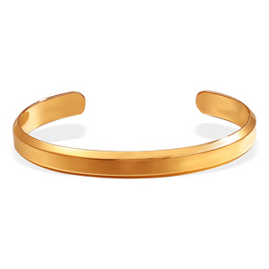 <b>Titanium</b> Steel Bracelet 18K Plated Gold Silver Color Smooth Finish Unisex Gift Jewelry - Product Image 5