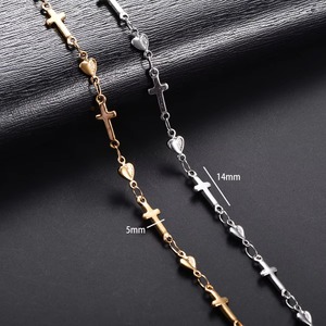 Collier long en acier inoxydable avec chaîne à maillons étoile, cœur et croix pour femmes et hommes, bijoux de cou en métal, accessoires DIY - Product Image 4