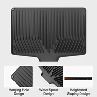 Tapis de séchage en silicone pour comptoir de cuisine avec drainage intégré pour assiettes, tasses, bols et vaisselle