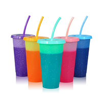 Gobelet réutilisable pour café Mazoho 24 Oz, nouveau, Design personnalisé, en plastique magique froid, tasse à couleur changeante, avec couvercle et paille
