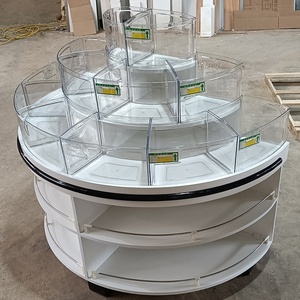 Vitrine de présentation ronde robuste en bois pour supermarché, pour aliments en vrac et bonbons, fruits secs et céréales - Product Image 3
