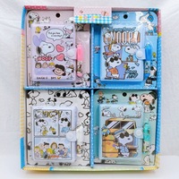 Mini Cuaderno de Snoopy con Juego de Bolígrafos, Bonito Cuaderno de Bolsillo con Cierre de Botón de Dibujos Animados, Juego de Regalo