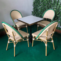 Café d'extérieur Pierre artificielle frittée Table en métal pour jardin Balcon Ensemble table et chaise durables et imperméables