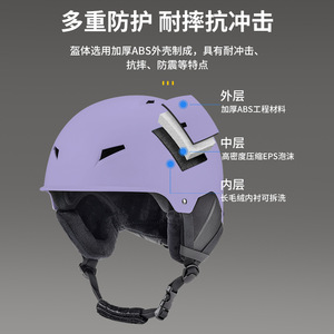 Casque de ski en plastique pour adulte et enfant, casque de sécurité universel chaud, protection pour le ski d'hiver - Product Image 3