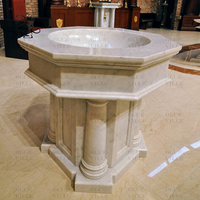 BLVE sculpté à la main religieux chancel décor marbre catholique baptême pierre naturelle Saint église baptême police