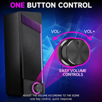 Altavoces Estéreo para Juegos con Control de Volumen RGB Portátiles, con Bajos Enriquecidos, Alimentados por USB, Altavoces para Juegos de Escritorio