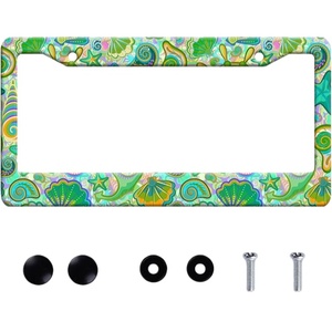 Cornice Personalizzata per Targa <span class=keywords><strong>Auto</strong></span> in Acciaio Inox con Vetro Colorato Stile Americano e Motivi Floreali, Progettata per Donne - Product Image 5
