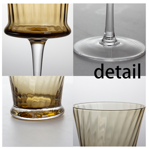 גביע יוקרתי בצבע ענבר עם מרקם ייחודי, עם רגל, לקישוט בית, בר, מסיבות וחתונות |   כלי שתייה מזכוכית איכותית ללא עופרת - Product Image 6