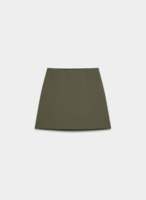 Ensemble 2 pièces pour femme : Haut court à col bénitier et manches courtes, et mini-jupe trapèze, vert uni, froncé, moulant, élégant et décontracté