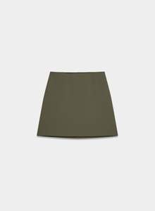 Ensemble 2 pièces pour femme : Haut court à col bénitier et manches courtes, et mini-jupe trapèze, vert uni, froncé, moulant, élégant et décontracté - Product Image 5