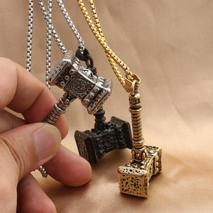 Pendentif marteau Thor en acier inoxydable, collier pour homme, style rétro punk, design géométrique, bijoux cadeau 280280 - Product Image 2
