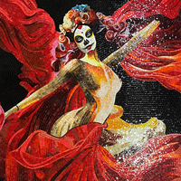 Danseuse Masque Fille Peinture Verre Mosaïque Carrelage Mural Fait À La Main Sexy Femme Mur Art Puzzle