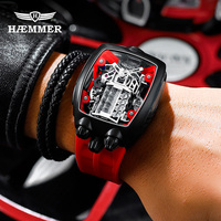 Montre de sport unisexe de luxe PINDU NH05 SEIKO Mouvement mécanique automatique Cadran carré Verre minéral Silicone Acier inoxydable
