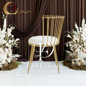 TSFEIDAO Modern Gold Metal Hotel Chair White <b>Cushion</b> Open <b>Back</b> Tapered Leg Indoor Commercial Furniture - Product Image 5
