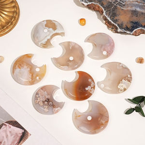Venta al por mayor de Ágata de Flor de Cerezo Natural Tallada en Forma de Luna, Pulida, Ágata de Flor Incompleta en Forma de Media Luna para el Amor y la Decoración del Hogar - Product Image 2