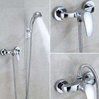 Ensemble de robinetterie de douche pluie noir poli en alliage de zinc à deux trous, personnalisable rapidement, de haute qualité, avec flexible souple, eau chaude et froide