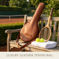 Tas Raket Tenis Padel Kulit PU Premium Vintage OEM ODM Bentuk Raket Berlapis Empuk Saku Depan Resleting Penuh Logo Kustom Untuk Olahraga