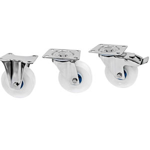 Mão Carrinho Giratório 3 inch 4 inch 5 inch 304 Aço Inoxidável M12 Bolt Hole Bracket Branco PA Roda de Nylon Rodízio - Product Image 3