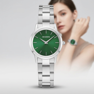 Reloj de Cuarzo Analógico de Lujo para Mujer, 32 mm, Esfera de Cristal de 18 mm, Correa de Acero Inoxidable, Dorado/Plateado, Resistente al Agua, Elegante y a la Moda - Product Image 4