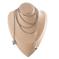 Collier long transfrontalier euro-américain, style minimaliste et polyvalent, avec pendentif en chaîne de bambou en fer orné de diamants, style Ins