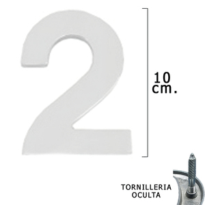 Numero in metallo "2" Argento Opaco 10 cm. Viti a scomparsa (confezione blister da 1 pezzo) - Product Image 1