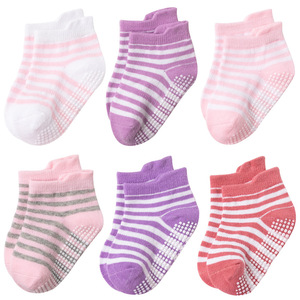 6 Çift Bebek Çorabı Kaymaz Örme Günlük Baharlık Anti-Bakteriyel Pamuklu Bilek Çorapları Unisex Bebekler ve Çocuklar İçin - Product Image 1