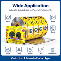 Film en rouleau laminé jaune vif imprimé sur mesure, qualité alimentaire, flexible, pour machine d'emballage automatique de biscuits et de snacks