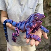Juguete Antiestrés de Iguana Impreso en 3D con Gradiente, Figura de Lagarto Articulada con Articulaciones Móviles, Modelo de Reptil Flexible para Halloween, Regalo para el Hogar