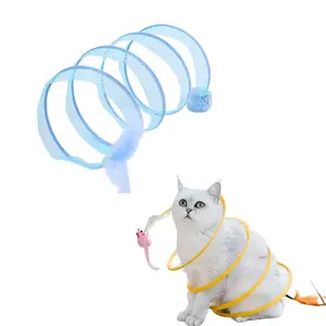 BAOYEE 도매 S 형 접이식 인터랙티브 고양이 봄 장난감 접힌 고양이 튜브 터널 나선형 고양이 터널 장난감 깃털 벨 & 공