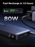 UGREEN Nexode Power Bank 20000mAh 145W Charge rapide avec câble USB C intégré, chargeur portable pour ordinateur portable 3 ports