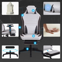 Chaise de jeu robuste, style course, avec massage, coussin lombaire ergonomique et appui-tête, pour bureau et salle de jeux à domicile