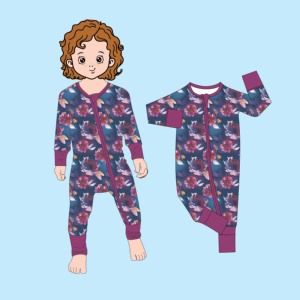 Qingli OEM/ODM personalizzato bambino Zippy fiore di campo carino stampato in bambù bidirezionale Footie per l'autunno Casual bambini piccoli - Product Image 3