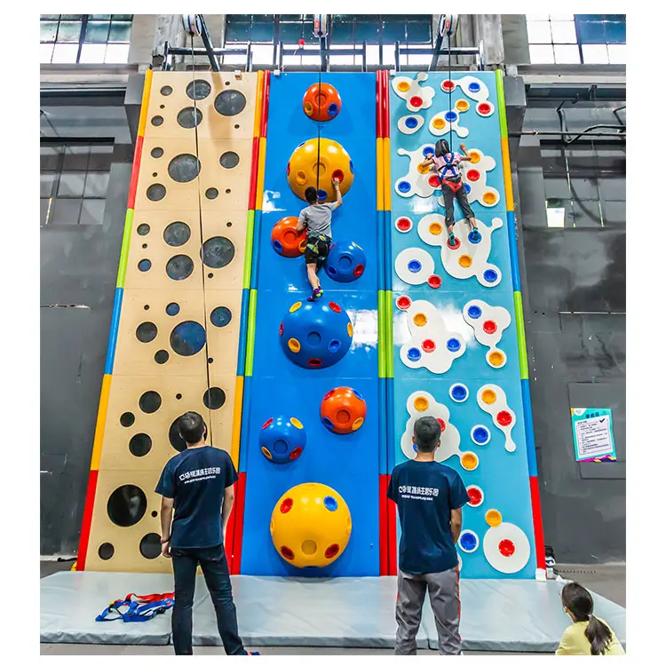 Bettaplay rock climbing wall used Colorful Customized indoor climbing wall for indoor trampoline park