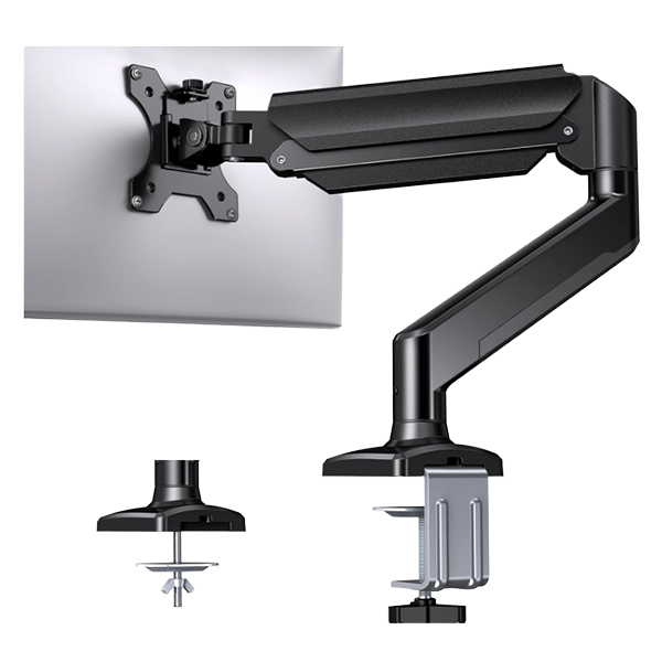 Dual-mount Monitor Arm Desktop Clamp / Perforated Panel Dual-mount 15-32 Inch Screen Height-adjustable and Swivel Mount