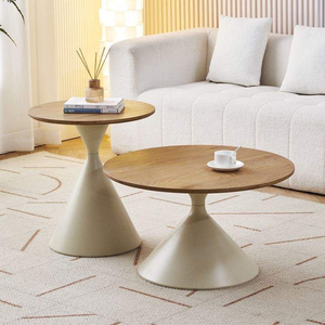 Table basse en bois massif de style crème moderne, écologique et durable, inspirée du Wabi-Sabi, design simple pour petit salon - Product Image 3