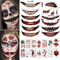 Tatouage temporaire réaliste Tinuos : plaie sanglante, cicatrice, croûte, imperméable – Maquillage de Halloween et de mascarade pour farces