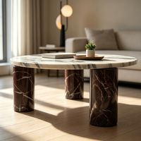 Table basse ronde en marbre Calacatta de style moderne et luxueux pour la décoration de la maison, salon, hôtel, bar, café