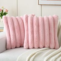 Housse de coussin en fausse fourrure de lapin antistatique, douce, couleur unie